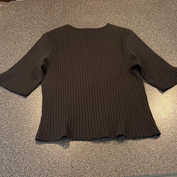 Vince Black Ribbed Short Sleeve Top - size XL - Picture 5 of 5
